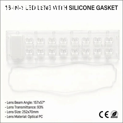 LED স্ট্রিট লাইট মডিউলগুলির জন্য 252×70mm জলরোধী IP65 LED অ্যারে লেন্স অপটিক্যাল পিসি লেন্স