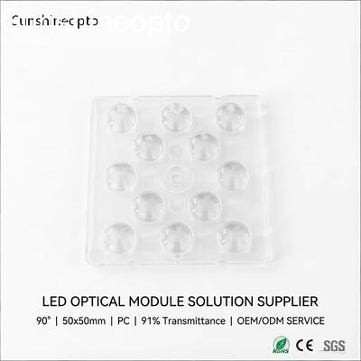 91% ট্রান্সমিট্যান্স সহ SMD 3030/5050 LEDs অপটিক্যাল গ্রেড পিসি লেন্সের জন্য 90 ডিগ্রি হাই বে এলইডি লেন্স